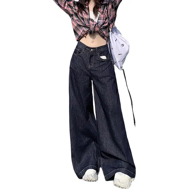 如续 美式宽松阔腿女垂感慵懒休闲拖地直筒裤牛仔裤 女款