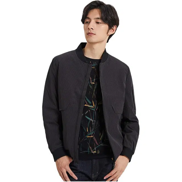才子 保暖纯色休闲羽绒服 男款 黑色