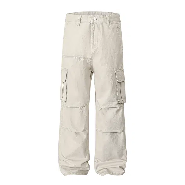 欧路得 皱褶工装大口袋复古高街宽松长裤休闲裤 男款