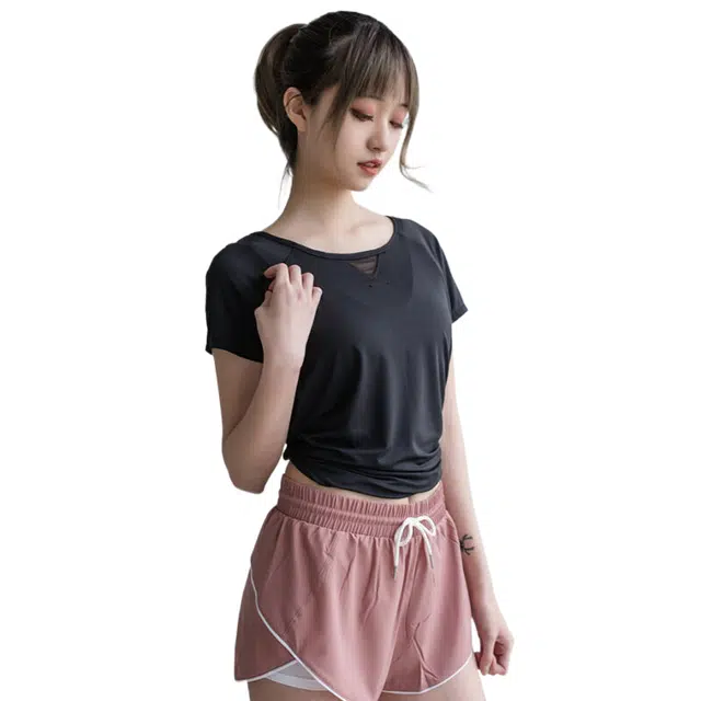 玉儿恋 瑜伽服宽松短袖透气运动健身衣 女款