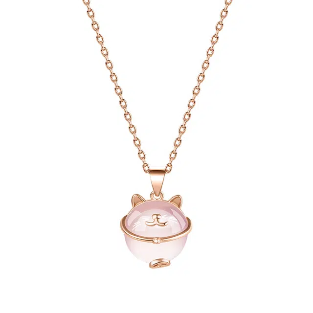 迷颂玛 小清新学生可爱招财猫项链 闺蜜同款暴富锁骨链 仪式感简约创意小众设计猫咪吊坠饰品礼盒 玉髓 颈链 女款