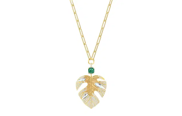 Swarovski Trop Leaf Necklace Gold
