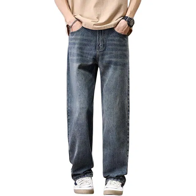 宝米卡 直筒宽松休闲长裤韩版潮流百搭裤子牛仔裤 男女同款