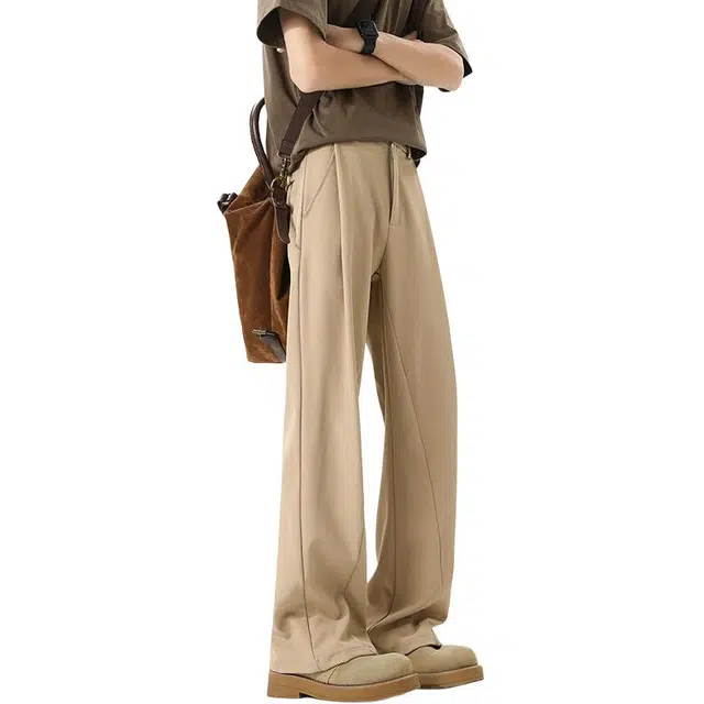 臣目 马吉拉冰丝微喇垂坠感高级感修身直筒西装裤 男款