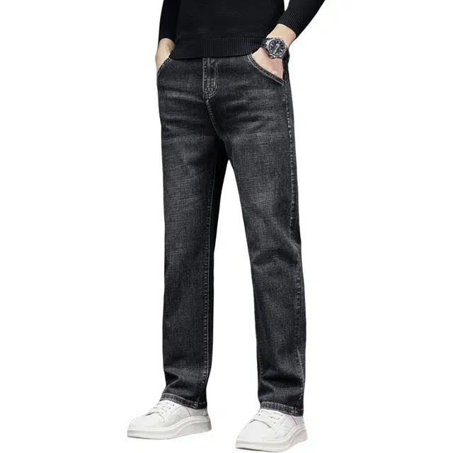 宝米卡 休闲百搭透气长裤高档弹力直筒裤牛仔裤 男女同款