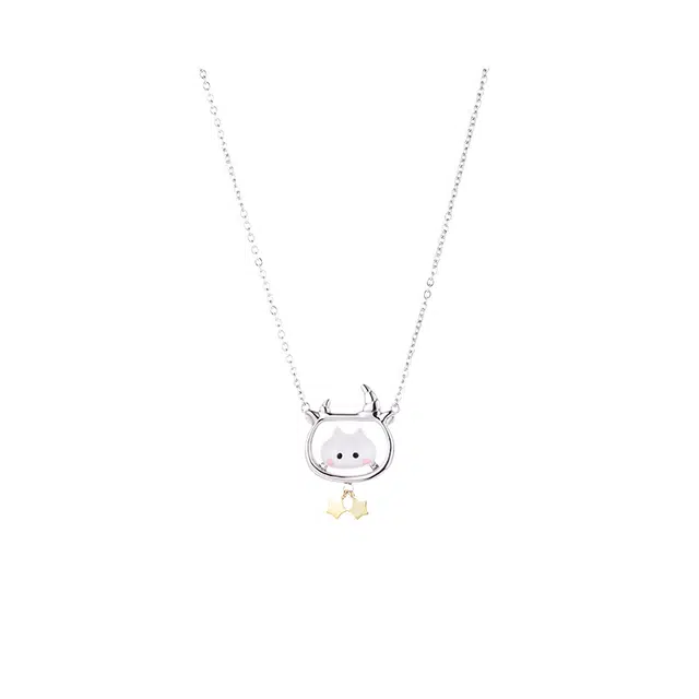 十二星座系列 花芽 躲猫猫金牛座百搭小众可爱甜美精致小香风青春校园风幸运锁骨链 合金 项链 女款