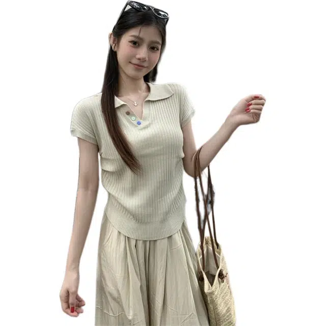 缪斯的诱惑 彩色短袖舒适气质针织衫 女款