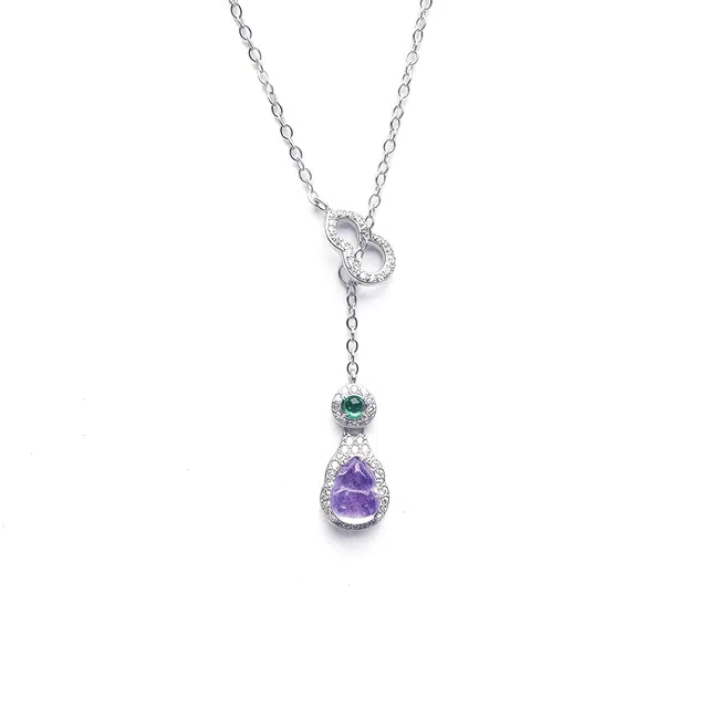 兰慕茵诺 新中式镂空葫芦锁骨链 九紫离火  小众设计精致气质天然 紫水晶 项链 女款