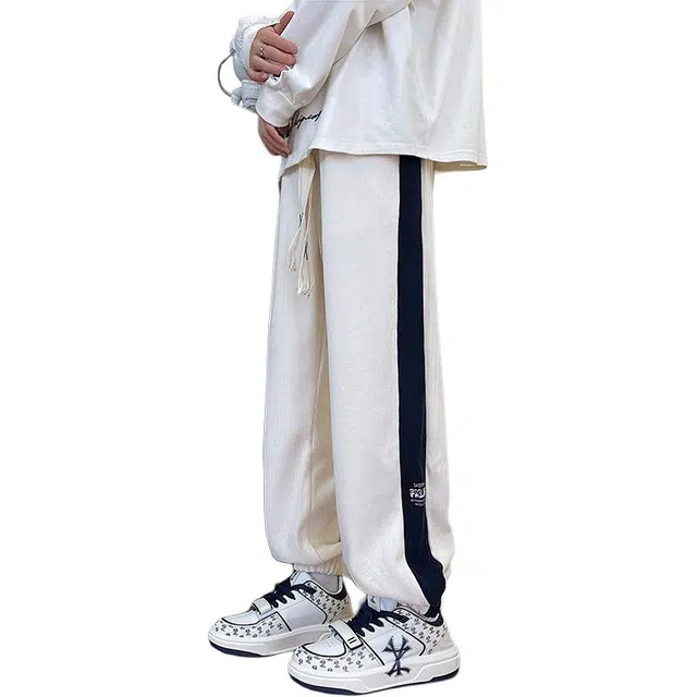 玉儿恋 字母印花百搭运动透气中腰宽松束脚系带休闲裤 男款