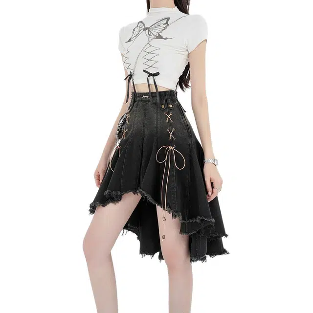 哒头下雨不愁 舒适休闲简约牛仔短裙 女款