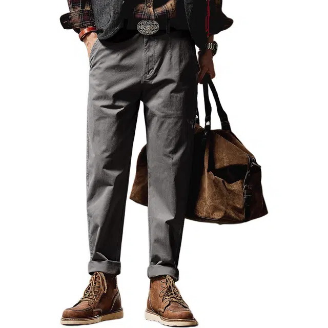 格蓝鹿 宽松高街潮牌阿美咔叽工装日系做旧水洗复古休闲裤 男女同款