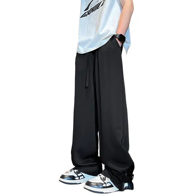 佐菲利 美式高街冰丝夏季薄款潮流高级感痞帅宽松直筒垂感长裤子休闲裤 男女同款