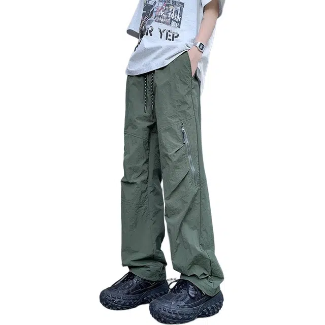 徐百货 美式机能轻薄冰丝速干休闲长裤夏季高街宽松百搭户外尼龙防水运动登山工装裤 男女同款