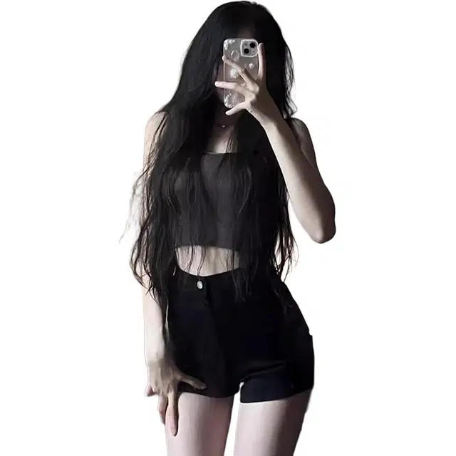 么宁 时尚气质百搭休闲高腰三分裤牛仔短裤 女款