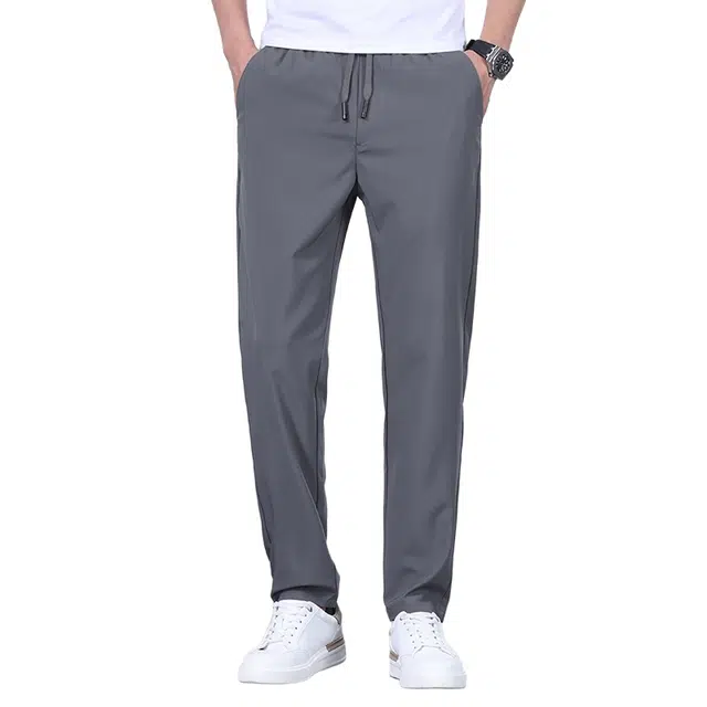 老爷车 冰丝高弹薄款松紧腰直筒百搭休闲裤 男款