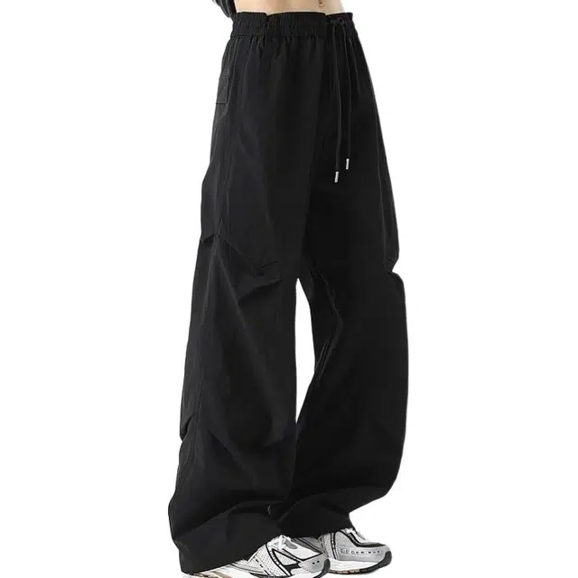 沐诚阳译 美式街头褶皱设计运动裤男潮牌宽松工装长裤透气薄休闲裤 男款