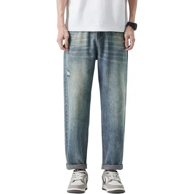 宝米卡 美式水洗宽松直筒潮牌休闲长裤子牛仔裤 男女同款