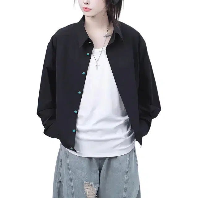 徐百货 绿松石上衣夏季薄款速干长袖防晒衣休闲百短袖衬衫 男女同款