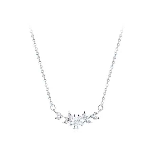 前方大荒野 紫藤花锁骨链森系浪漫仙气飘飘梦幻迷人轻奢高级感璀璨闪亮时尚小众设计日常百搭时髦独特可调节 镀白金 项链 女款