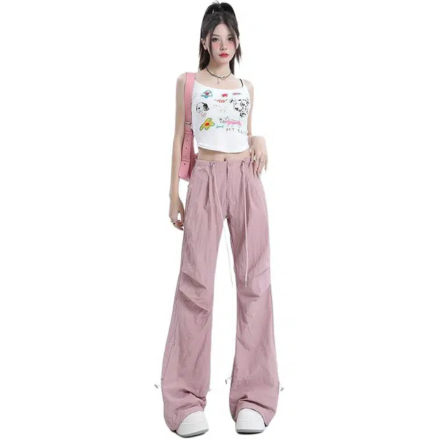 么宁 低腰降落伞微辣显瘦休闲长裤工装裤 女款