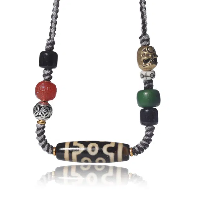 古禾 古典之美转运本命年新中式藏式七眼天珠平安好运 玛瑙 项链 男女同款情侣款