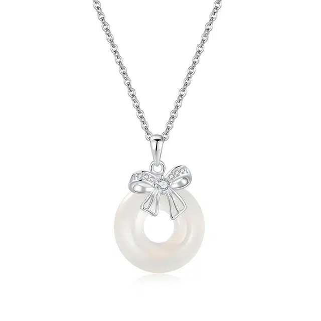 克兰茜 招财纳福 平安扣 小众新中式显白本命年转运平安聚财通勤气质精美 可调节 好运 玉髓 玉石项链 女款