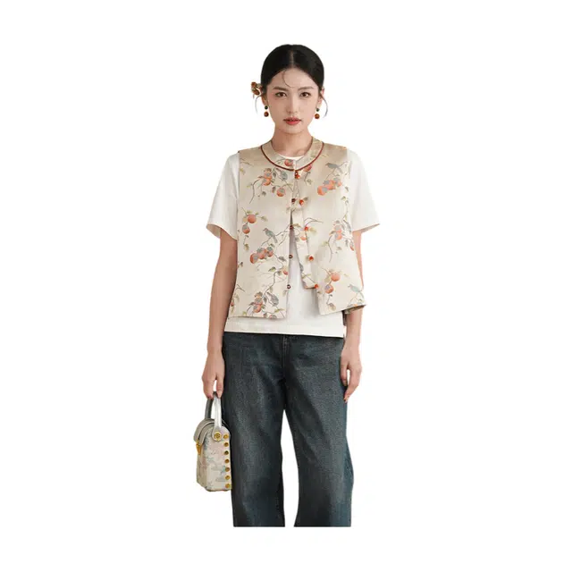 荟萃阁 新中式国潮盘扣刺绣改良马甲 女款