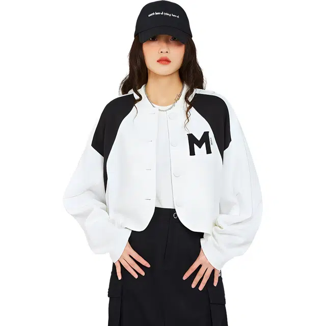 木果果木 撞色休闲棒球领截短外套 女款