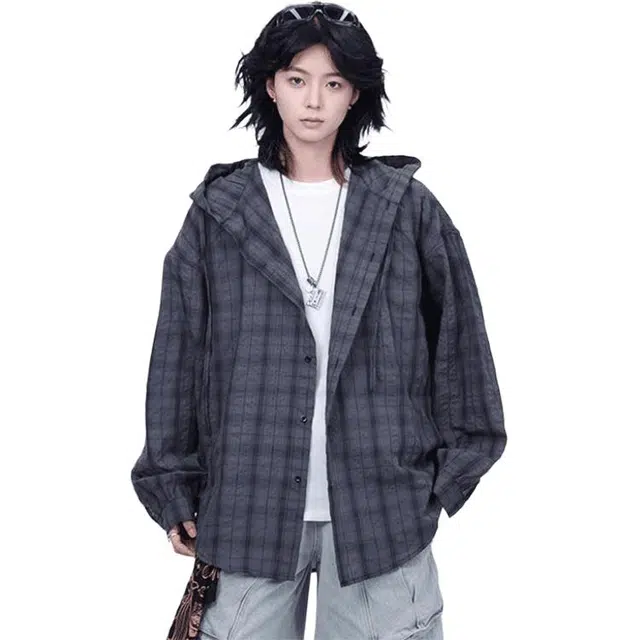 单爵 连帽衬衫外搭衬衣夏季轻薄外套宽松慵懒风休闲防晒服 男女同款