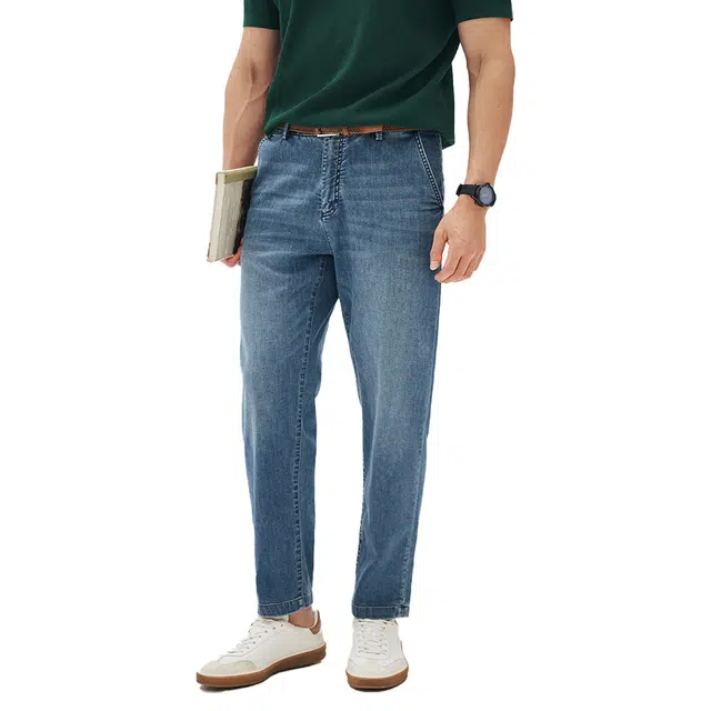 丹宁哲学 水洗做旧经典款式百搭舒适简约日常直筒牛仔裤 男款 水洗蓝