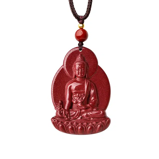 【平安健康】 灵菲 高含量紫金砂药师佛 新中式复古毛衣链 本命年蛇年生日招财转运吉祥礼盒#好运 再造辰砂朱砂 项链 男女同款情侣款
