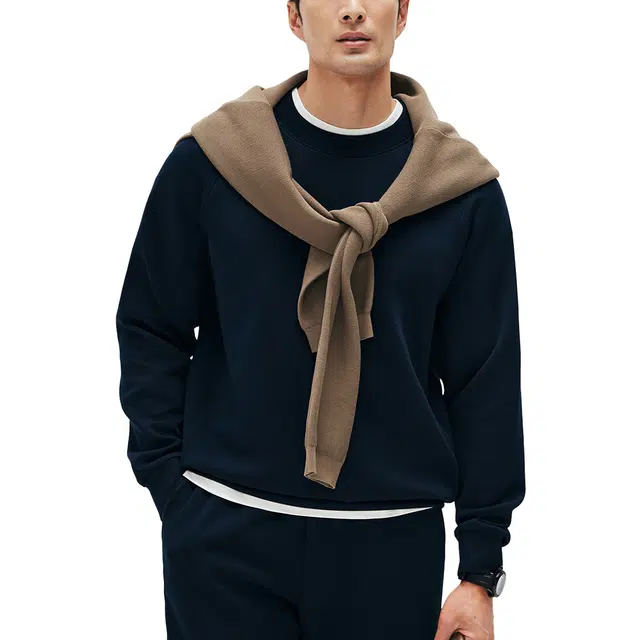 丹宁哲学 莫代尔棉空气层百搭卫衣 男款 藏青色