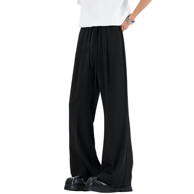 加菲猫家族 美式简约纯色基础款学院风宽松舒适透气日常通勤运动跑步时尚高街百搭街头痞帅潮流直筒垂坠感系带休闲裤 男女同款