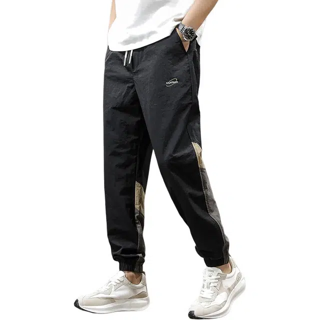 前进牛 美式潮牌户外机能撞色运动潮牌拼接宽松速干束脚长裤夏季休闲裤 男女同款