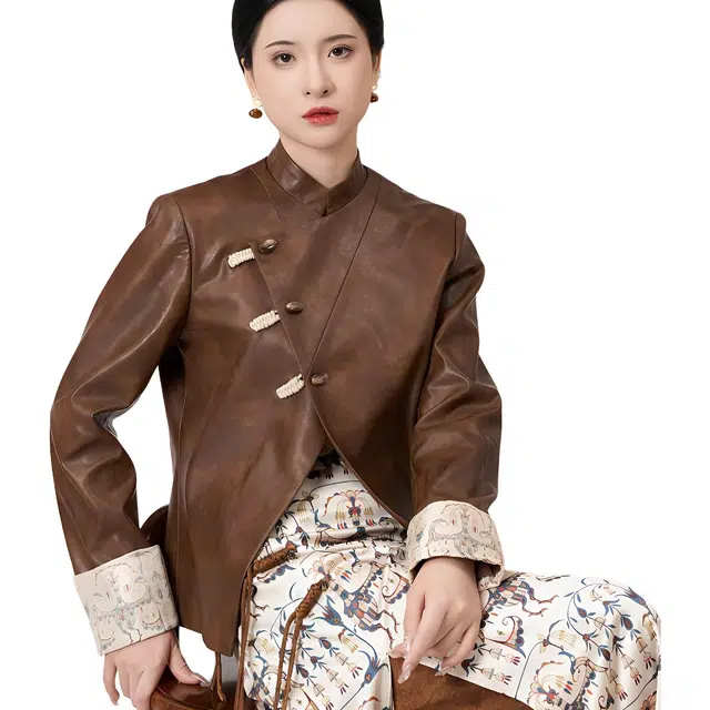织造司 新中式正肩仿皮外套汉服 女款