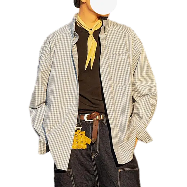 冈哉 日系复古穿搭滑板简约格子开衫外套学院少年感休闲宽松慵懒个性潮流翻领基础款日常通勤百搭衬衫 男女同款