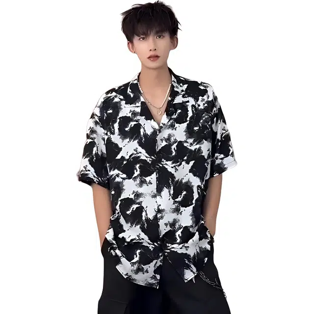 单爵 夏威夷海边薄款轻奢高级感痞帅短袖衬衫 男女同款