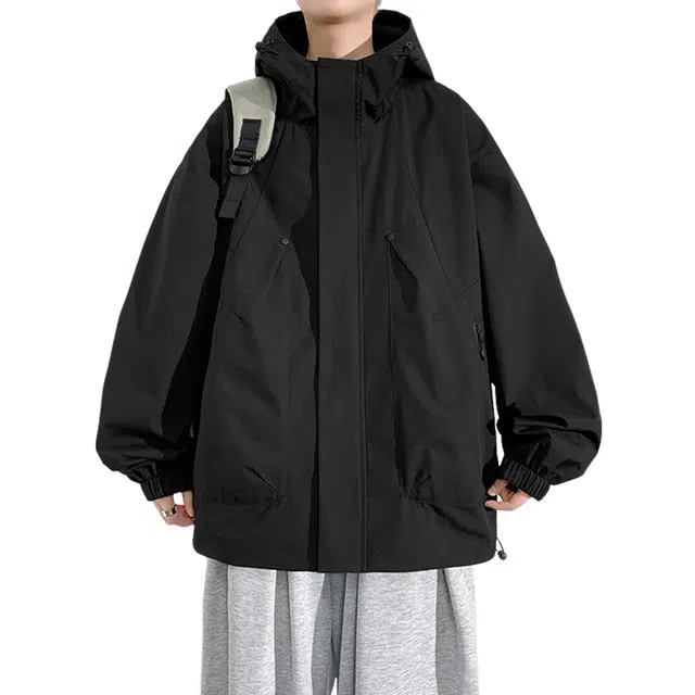 寻星记 美式纯色宽松工装风户外休闲服饰夹克 男女同款