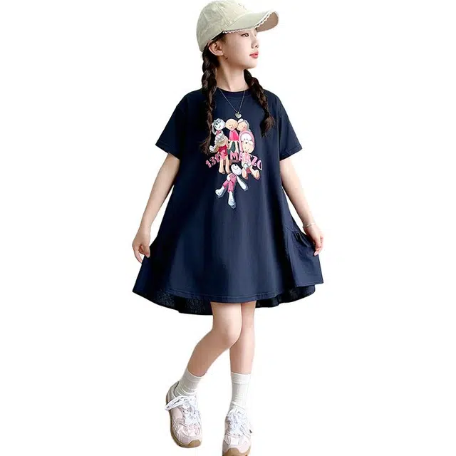 宜而爽连衣裙 时尚潮流卡通图案短袖 青少年