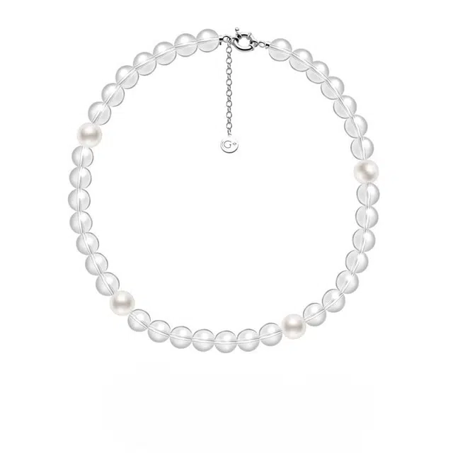 己光 白 水晶 玉石项链 男女同款情侣款