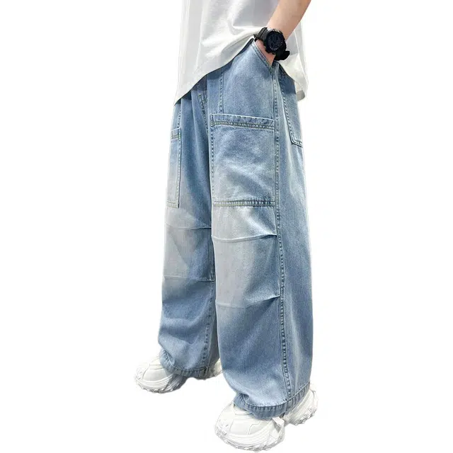 泰迪珍藏牛仔裤 薄款阔腿防蚊宽松休闲长裤 青少年