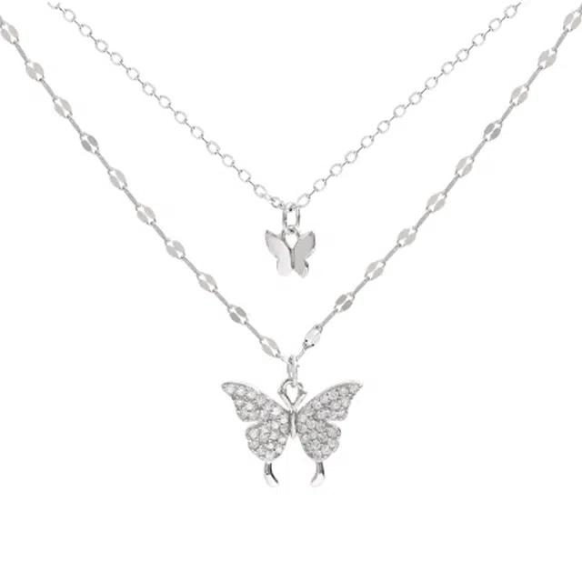 万娜 蝴蝶轻奢小众高级设计感 简约梦幻首饰 合金 项链 女款