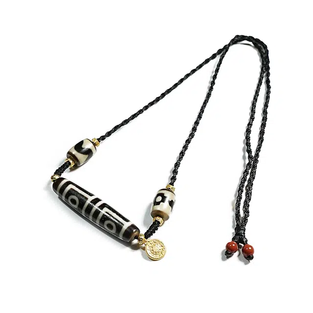 【财如潮水滚滚来】 玉临门 事事顺遂 藏式风格牙黄地门四眼天珠项链吊坠 时尚轻奢个性锁骨链#好运 玛瑙 玉石项链 男女同款情侣款