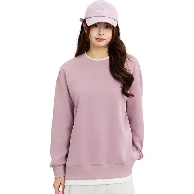 三福 简约假两件设计圆领纯色常规宽松型套头卫衣 男款