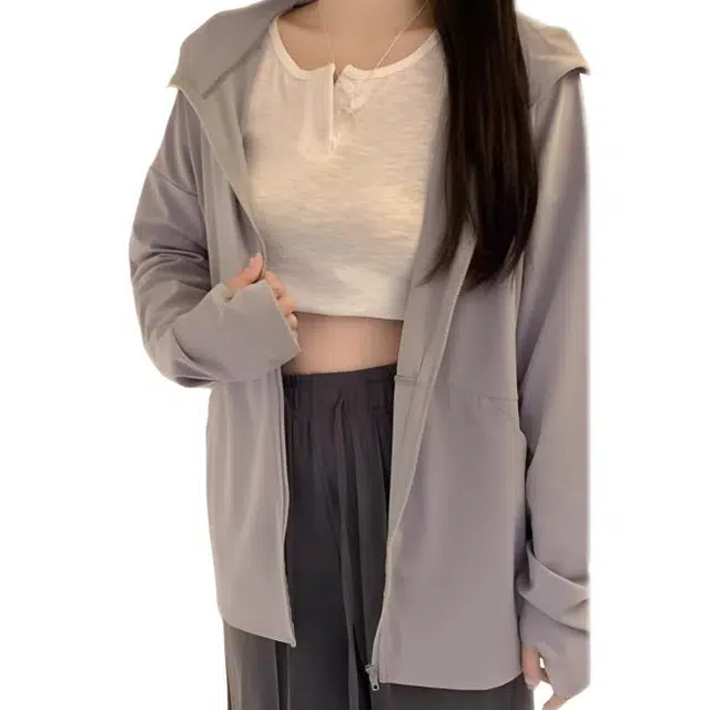 木木兔 透气韩版户外潮流连帽防晒服 男女同款