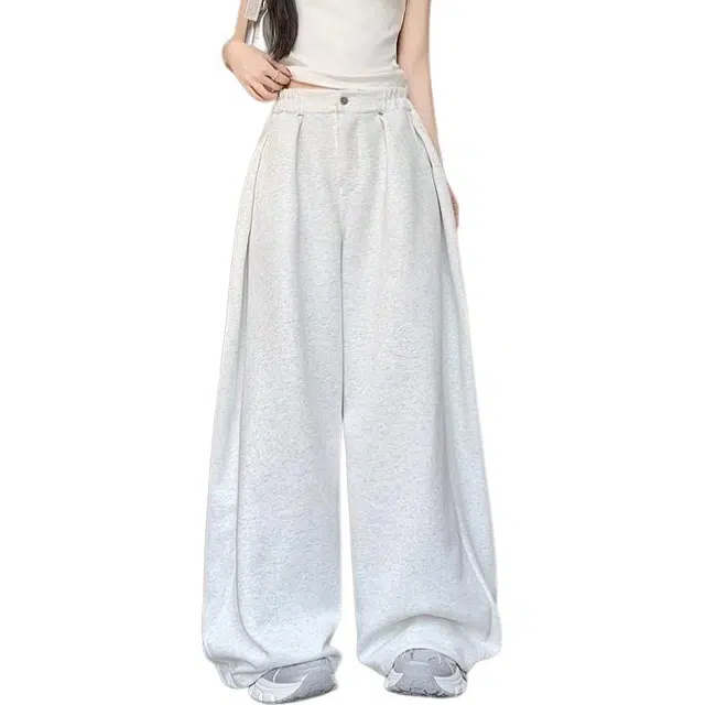 小卷要加油 美式复古廓形宽松百搭垂感阔腿拖地裤休闲裤 女款