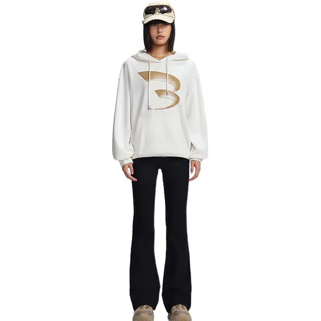 美特斯邦威 贴袋修身显瘦百搭通勤微喇牛仔裤 女款 黑色