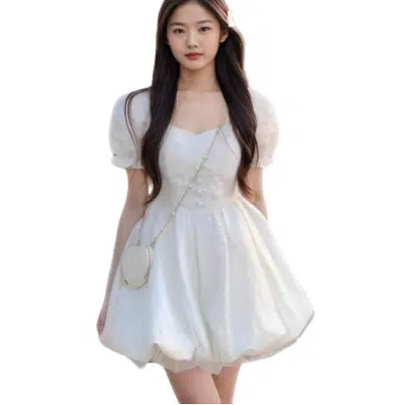 天才小熊 法式甜美公主设计感短袖连衣裙 女款