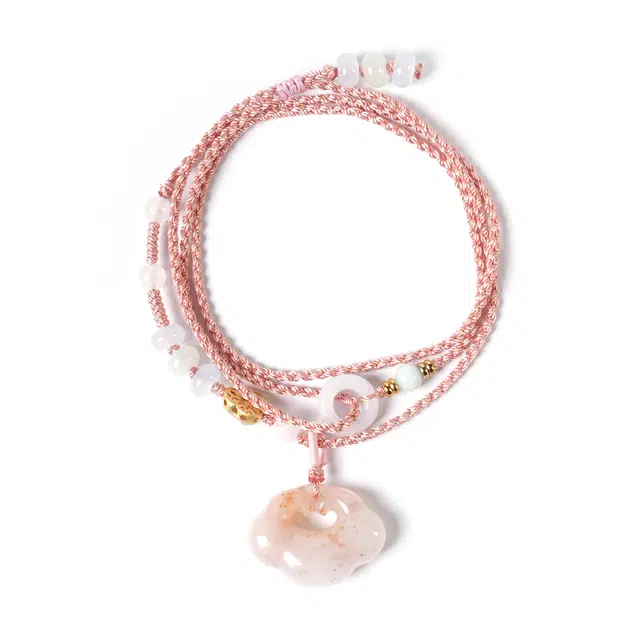 絮物 新中式国潮小香风【平安锁】纯手工编织轻奢高级感温柔小众文玩前程似锦#好运 金丝玉 项链 男女同款情侣款