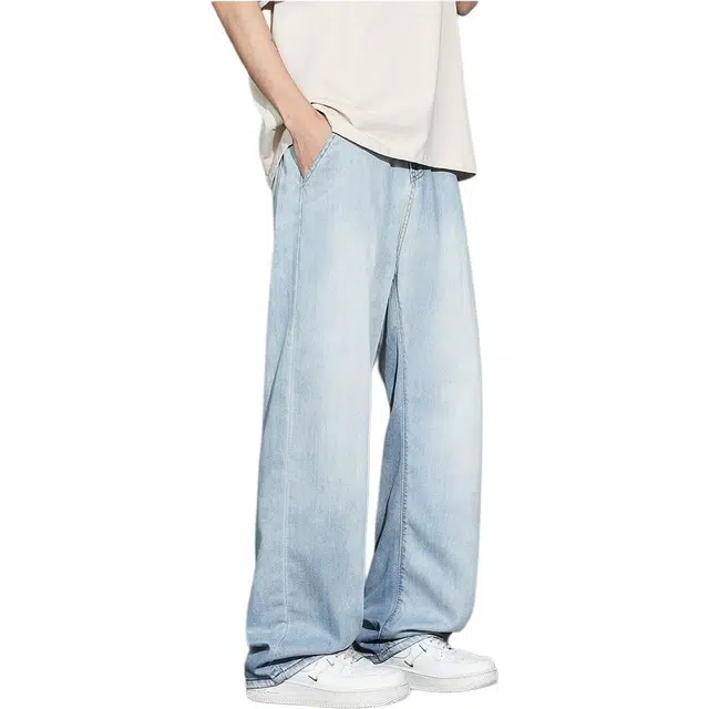 隐狼世家 薄款宽松直筒垂感牛仔裤 男款